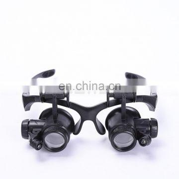 Portable Head Wearing Magnifier10x 15x 20x 25x Magnifying Glass with LED Light