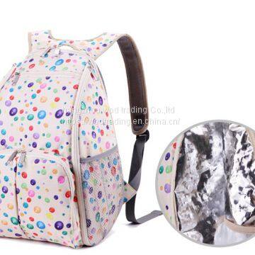 full printed polyester diaper backpack with handle