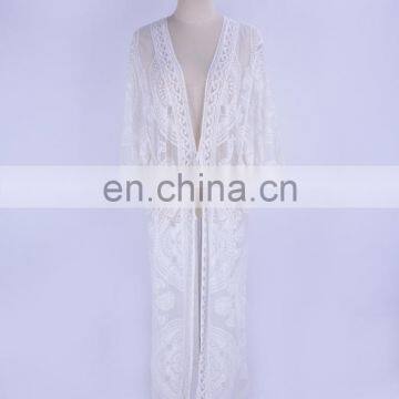 Оптовая белая кружевавая пляжная одежда для женщин - пляжная плащ photo-2