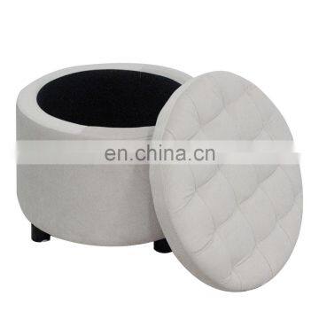 Modern Bedroom Low Round Velvet Footstool Ottoman Pouf Velvet Collapsible Bench Storage Tufted Stool