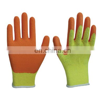 Orange Rubber Latex Coated Gripper Gloves For Builders Construction Dip Guantes