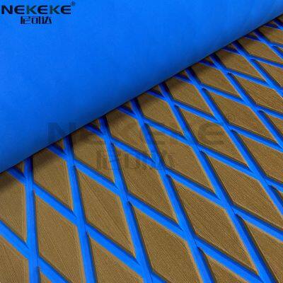 NEKEKE 70*190*0.6 cm Light Brown+Dark Blue+Diamond on surface Boat Yacht Marine EVA Deck Foam Sheet  Composite outdoor decking