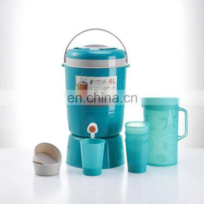 BPA FREE 6L Plastic Insulated Water Cooler Jug Portable Ice Bucket Round Ice Cooler