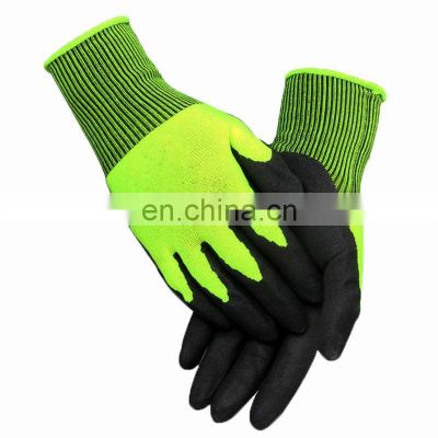 13G Seamless HPPE Liner Black Nitrile Coated Working Glove for Construction