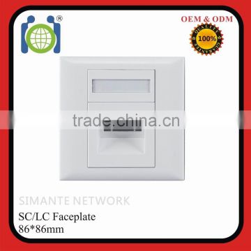 86*86mm faceplate 2 ports SC fiber wall outlet