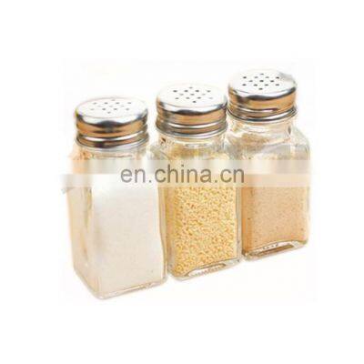 85ml Square Glass Bottle Salt Pepper Shaker With Metal Lid