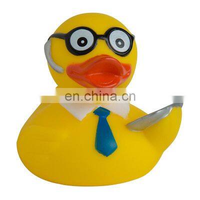 Custom Blue Rubber Small Little Plastic Ducks Floating Squeaky Beach Water Shower Bath Fun Toy for Child photo-3