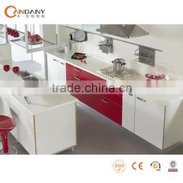 Blum hinge white and red kitchen cabinet design