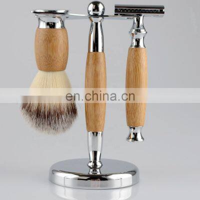 Natural Men Travelling Bamboo Shaving Set and Badger Brush Razor Sets