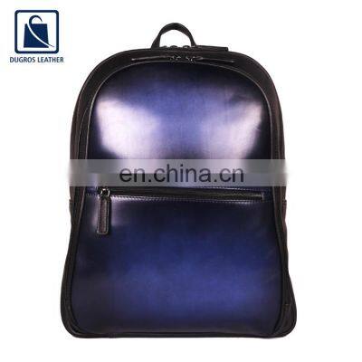 Excellent Quality Bulk Selling Matching Stitching Polyester Lining Nickle Fitting Unisex Genuine Leather Backpack Bag