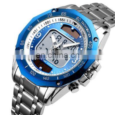 SKMEI 1493 dual time 3atm stainless steel watch men luxury men's fashion watches