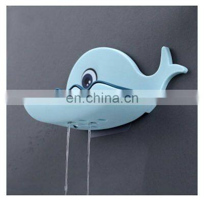 Cartoon Whale Bathroom Soap Dish Holder Bathroom Soaps Box Storage Shelf Plastic Wall Mounted Draining Organizer Tray photo-2