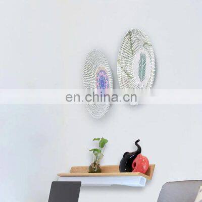NEw Design Handwoven Woven Seagrass Basket Wall Decor Weave Straw Placemat With Printing Wood Art Decor Placemat Wholesale