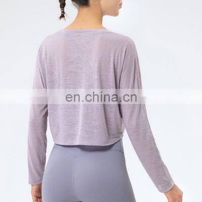 Ready to Ship Women Long Sleeve Tees Sportswear Workout Gym Clothing Fitness Yoga Shirts & Tops for Adults photo-3