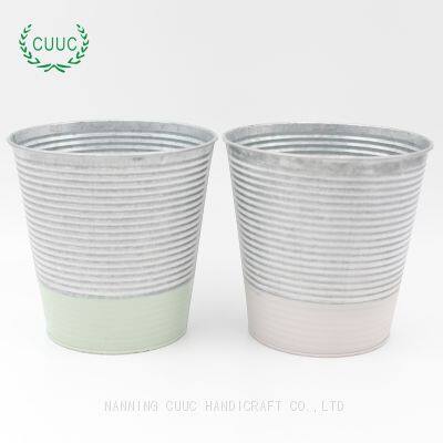Ribbed Galvanised Zinc Garden Centre Container Planters Metal Bucket Tin Flower Pot photo-4
