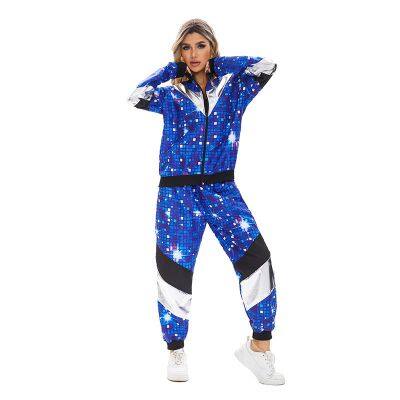 Disco King Costume and Women's 70's Shining Disco Fever Mamma Costume Novelty Clothing for Parties and Festivals photo-2