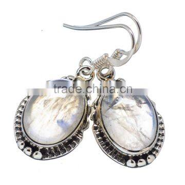 RAINBOW MOON STONE 925 STERLING SILVER EARRINGS ,925 STERLING SILVER JEWELRY WHOLE SALE,JEWELRY EXPORTER