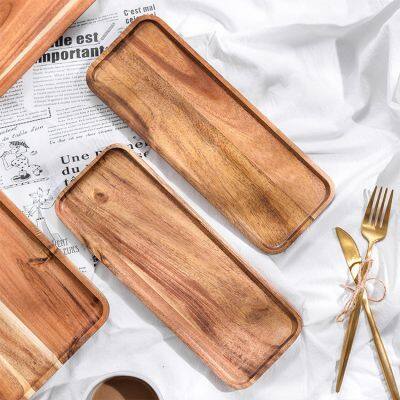 Wooden Tray Breakfast Tray Snack Fruit and Dried Fruit Tray Acacia Wood Dessert Tray