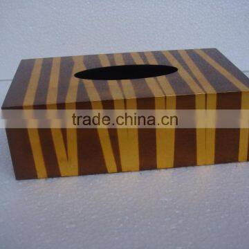 High quality best selling lacquer rectangle metallic zebra gold tissue box from Vietnam