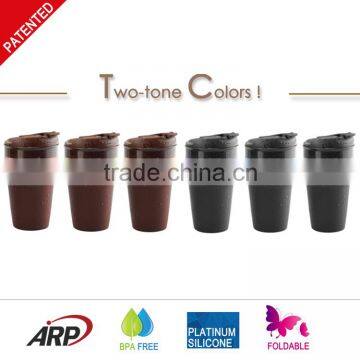 350ml BPA Free LFGB Customerize Drinking cup Silicone Collapsible Coffee Mug for traveling