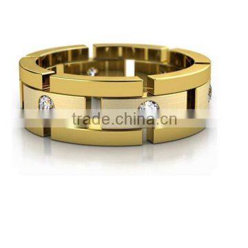 Custom Diamond Link Style Unisex Band, Stainless Steel Latest Gold Finger Ring Designs