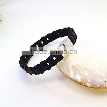 Magnetic Bracelets for Women Genuine Braided Black Leather Bracelet photo-4