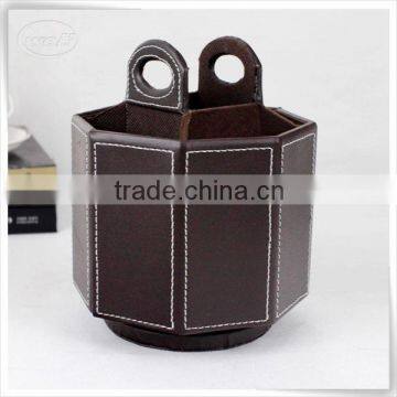 Christmas season hot promotion leather car pen holder with turnable manufacture