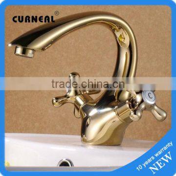 brass dual gold handle basin faucet