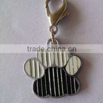 Chrome Plated Black Enamel Bear's Paw Charm Pendants