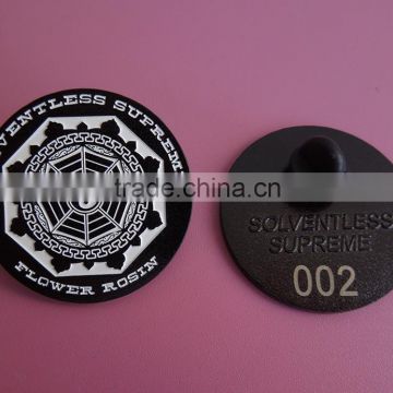 FLOWER ROSIN design black pin badge