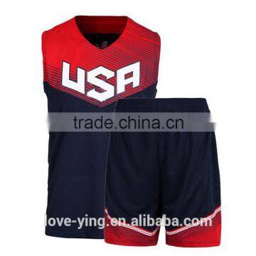 2016 OEM custom latest usa basketball uniform cheap basketball jersey design