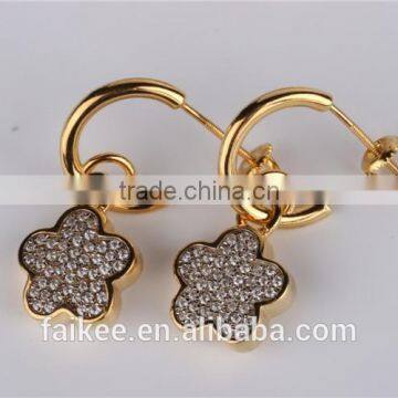Wholesale Fashion Lady's Jewelry 925 Sterling Silver Earring Gold Plated Wax Micro Pave Setting Earring photo-6