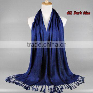 Wholesale Solid Plain Color Tassel Fashion Muslim Women Scarf Viscose Hijab photo-6