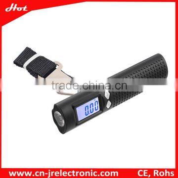 High power led flashlight torch light with ultra slim rohs power bank charger and 50kg luggage scale function