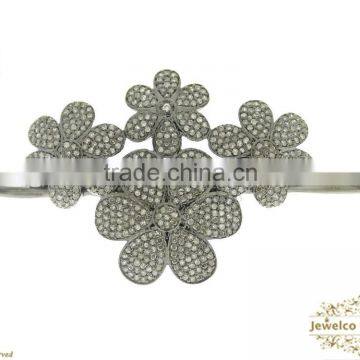 925 Silver Bracelet, Diamond Silver Bracelet, Diamond Pave Palm Bracelet, Silver Palm Jewelry, Pave Diamond Jewelry Manufacturer