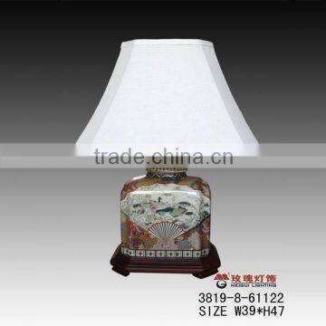 home decoration of ceramic desk lamp with wood base