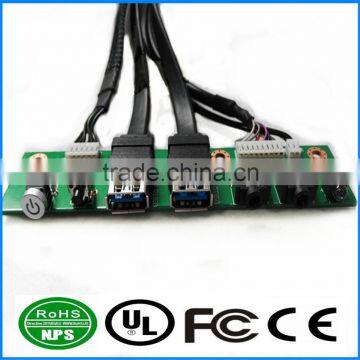 Dual USB3.0+LED+Power Switch+HD Audio I/O Cable Computer Case Front Panel Cable Motherboard Connection Cable For PC