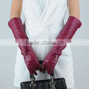 sexy ladies purple red long leather gloves for party