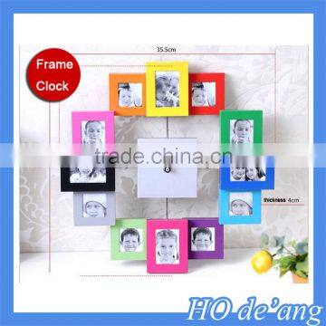 Hogift hot sale promotional plastic photo frame wall clock wholesale price