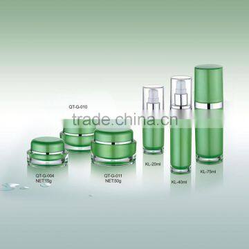 Exquisite Design Plastic Cosmetic Packaging Empty Jars Green Color 15g 30g 50g 20ml 40ml 75ml