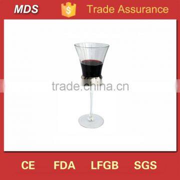 Wholesales clear wine glass with silver rim