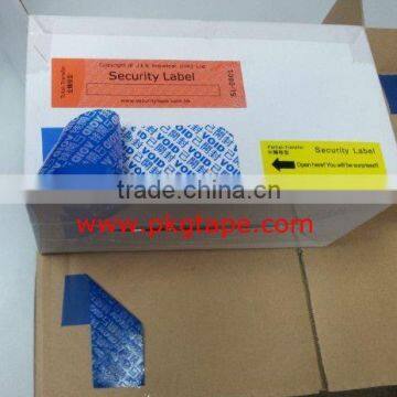 Evident void security special adhesive label coat acrylic on PET film for packing and warnig