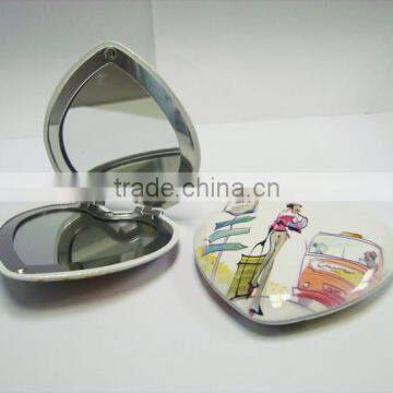 Aluminum Material and Case Type vanity girl hollywood makeup mirror/heart shaped compact mirror