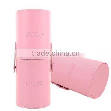 Lovely Hot Selling Free Sample Top Qaulity Portable Pink PU Brush Cylinder