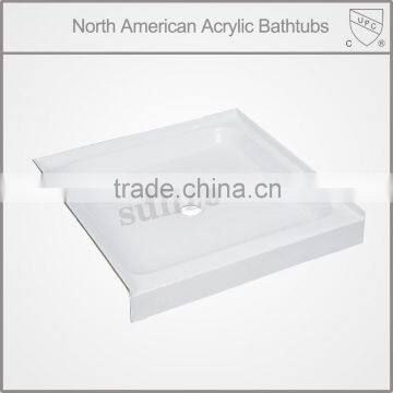 North America market UPC/cUPC certified acrylic shower base, tray with tile flange, cupc alcove base