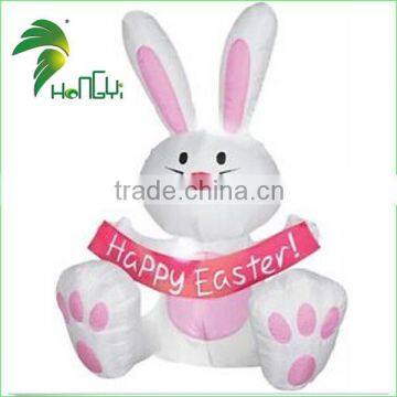 10' Tall Airblown Inflatable Easter Bunny Holding "Happy Easter" Sign