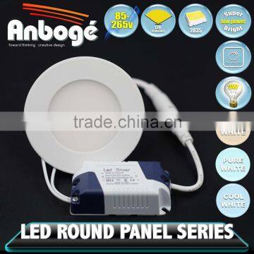 ultra-thin 3W 85mm 3000k round led panel light