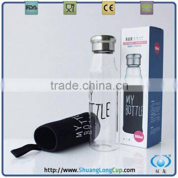 High Quality Glass Bottle Wholesale, MY BOTTLE Glass with Neoprene Bottle Cooler