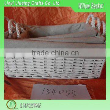 Factory Cheap Willow Fabric Basket With Cloth Linner And Two Ear Handles