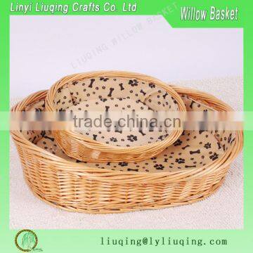 Handmade linered cozy oval raised dog bed/ Wicker baskets for dogs/Wicker pet baskets